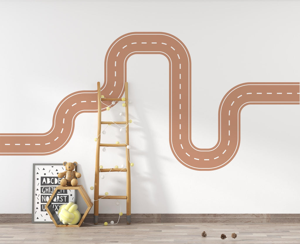 Road wind Wall Decal Highway Vinyl Sticker Track Route Wall Decor Kids Playroom Boys Room Wall Art Automotive Bedroom Mural Sticker 228DE