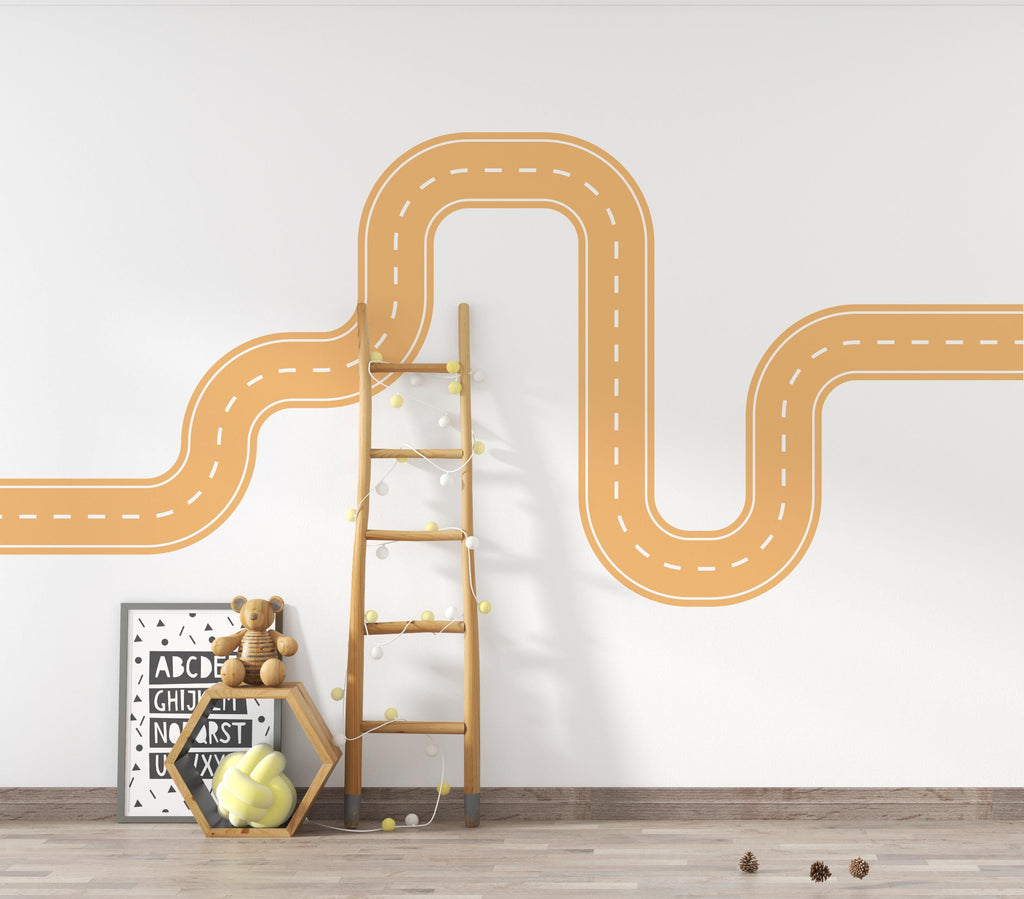 Road wind Wall Decal Highway Vinyl Sticker Track Route Wall Decor Kids Playroom Boys Room Wall Art Automotive Bedroom Mural Sticker 228DE
