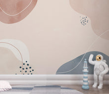 Load image into Gallery viewer, Abstract Watercolor Nursery Mural · Minimal Organic Shapes Wallpaper · Blush Pink Neutral Wall Art · Modern Nursery Decor 225DE