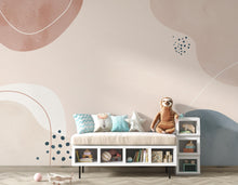 Load image into Gallery viewer, Abstract Watercolor Nursery Mural · Minimal Organic Shapes Wallpaper · Blush Pink Neutral Wall Art · Modern Nursery Decor 225DE
