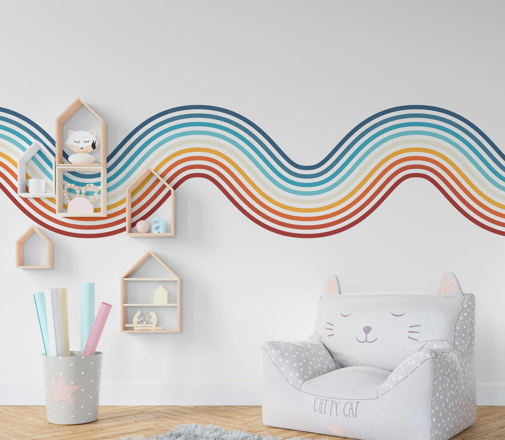 Minimalist Stripe wind Wall Decal Vinyl Sticker Track Route Wall Decor Kids Playroom Boys Room Wall Art Bedroom Mural Sticker 1021RS