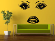 Load image into Gallery viewer, Wall Decal Vinyl Sticker Decals Peal And Stick Cheap Free Shipping Decor Art Beautiful Girl Woman Face Eyes Lips Lashes Stars Makeup L426