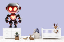 Load image into Gallery viewer, Cute Robot Wall Decal With Glowing Heart | Kids Room Robot Sticker | Sci-Fi Nursery Decor | Futuristic Robot Art for Playroom &amp; Bedroom