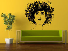 Load image into Gallery viewer, Wall Decal Vinyl Sticker Decals Peal And Stick Cheap Free Shipping Decor Art Girl Woman Hair Flowers Beautiful Face Hair Salon L436