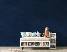 Load image into Gallery viewer, Navy Blue Concrete Wallpaper Mural – Dark Blue Textured Wall, Slate &amp; Ink Blue Cloudy Gradient, Modern Moody Interior Wall Art 204DE