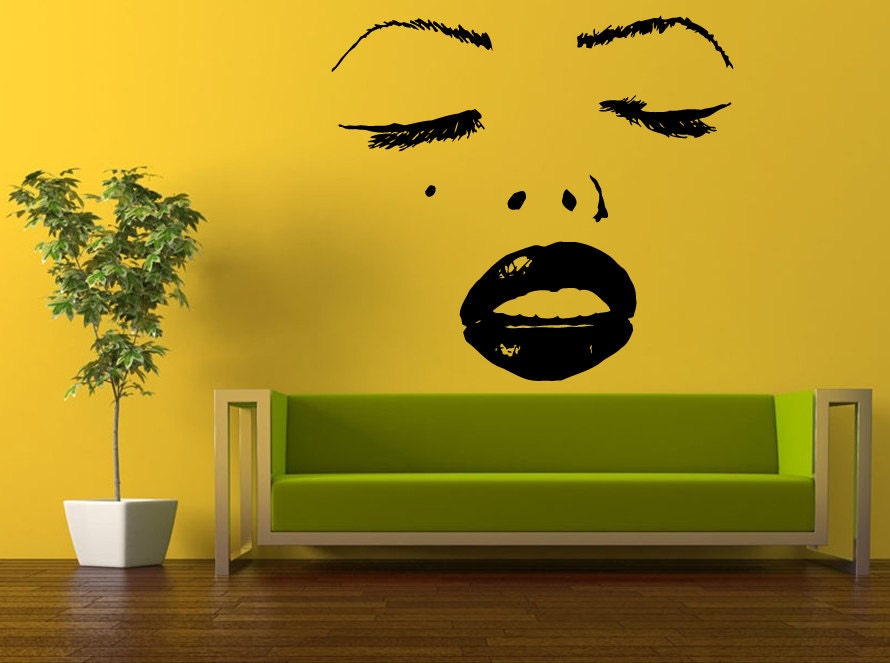 Wall Decal Vinyl Sticker Decals Peal And Stick Cheap Free Shipping Decor Art Beautiful Girl Woman Face Eyes Lips Lashes Eye Brows L424