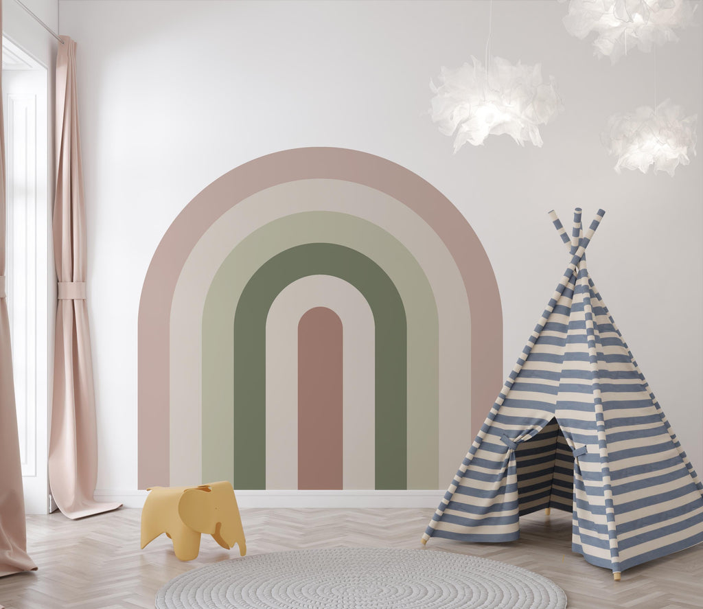 Rainbow Full Arch, Earth Tones Boho Full Arch Wall Decals Modern Wall Stickers, Nursery Decor Kids Room Wall Art, Home Decor New Trend 711LU