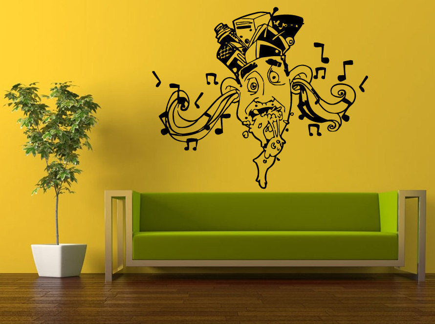 Wall Decal Vinyl Sticker Decals Peal And Stick Cheap Free Shipping Decor Art Funny Music Man People Notes Instrument Hat L432