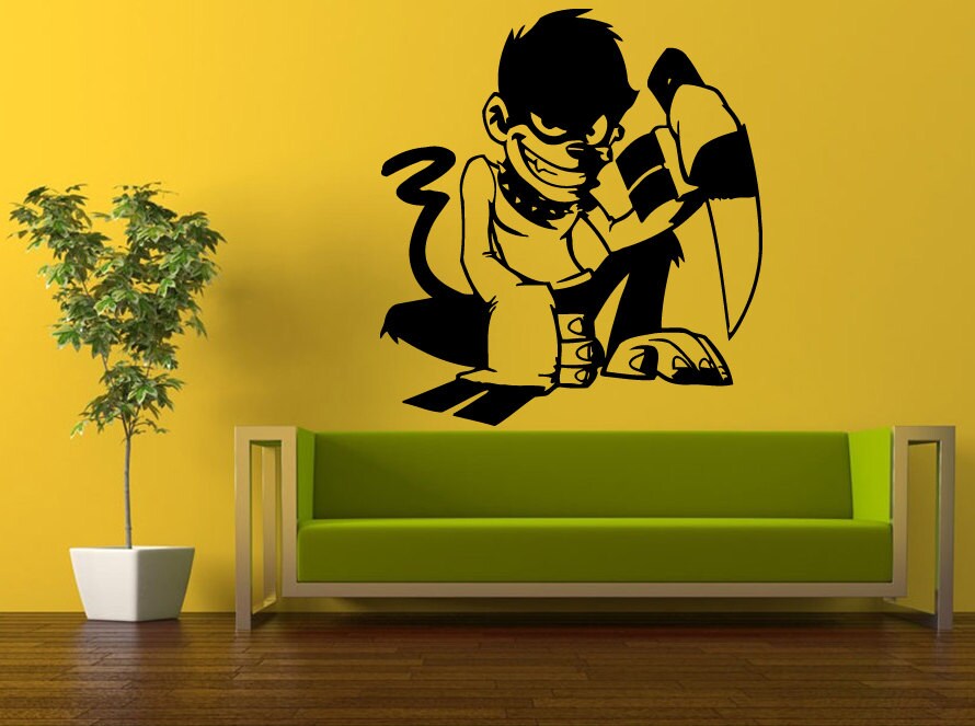 Wall Decal Vinyl Sticker Decals Peal And Stick Cheap Free Shipping Decor Funny Monkey Holding Knife L440