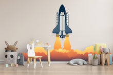 Load image into Gallery viewer, Cute Rocket Ship Wall Decal for Nursery | Space Shuttle Sticker for Kids Room | Removable Space Theme Mural | Boys Bedroom Decor | Playroom