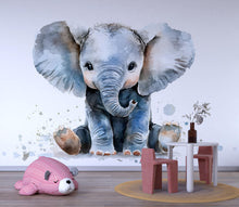 Load image into Gallery viewer, Watercolor Baby Elephant Wall Decal | Nursery Animal Sticker | Cute Safari Baby Room Decor | Removable Wall Art for Crib Area