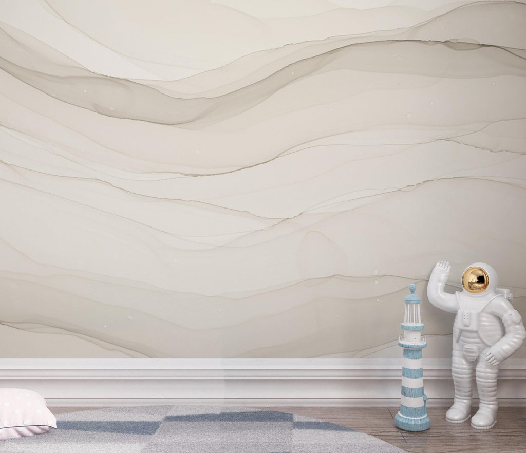 Beige Concrete Wallpaper Mural, Warm Sand Polished Concrete Wall, Minimalist Textured Mural in Taupe Greige, Modern Luxury Wall Decor 208DE