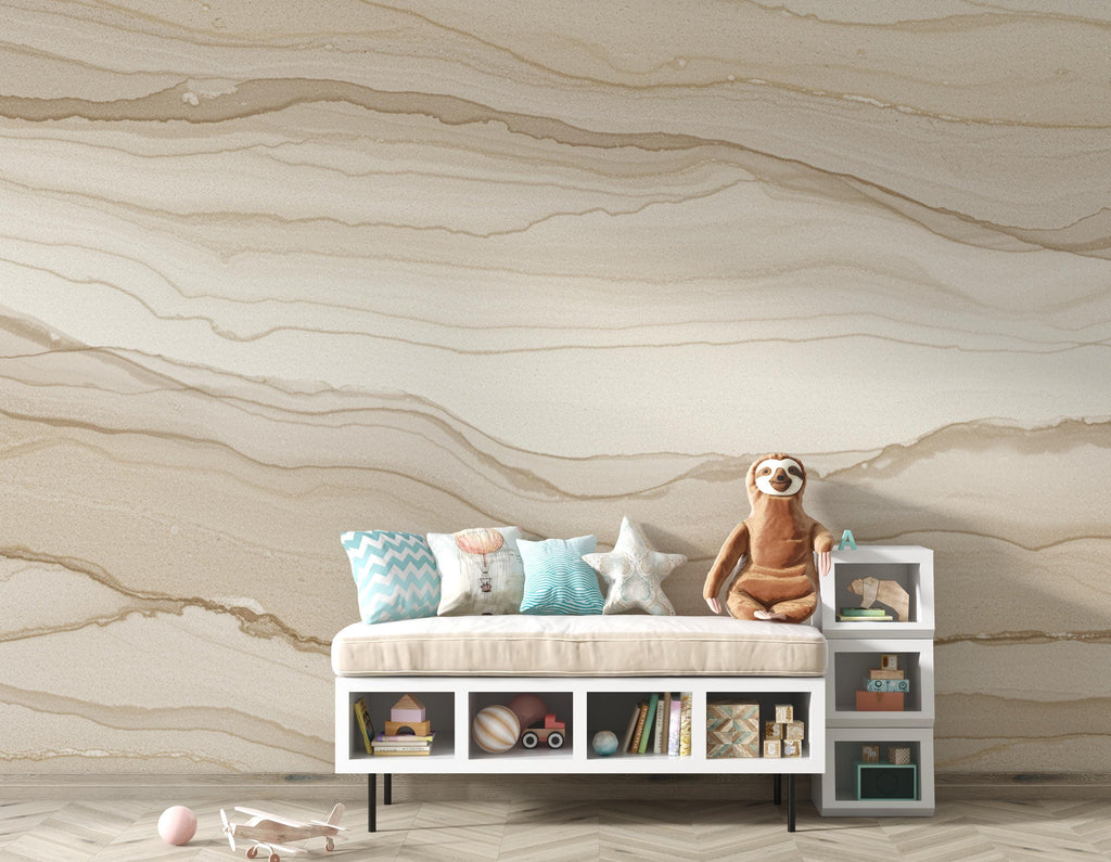 Beige Concrete Wallpaper Mural, Warm Sand Polished Concrete Wall, Minimalist Textured Mural in Taupe Greige, Modern Luxury Wall Decor 209DE