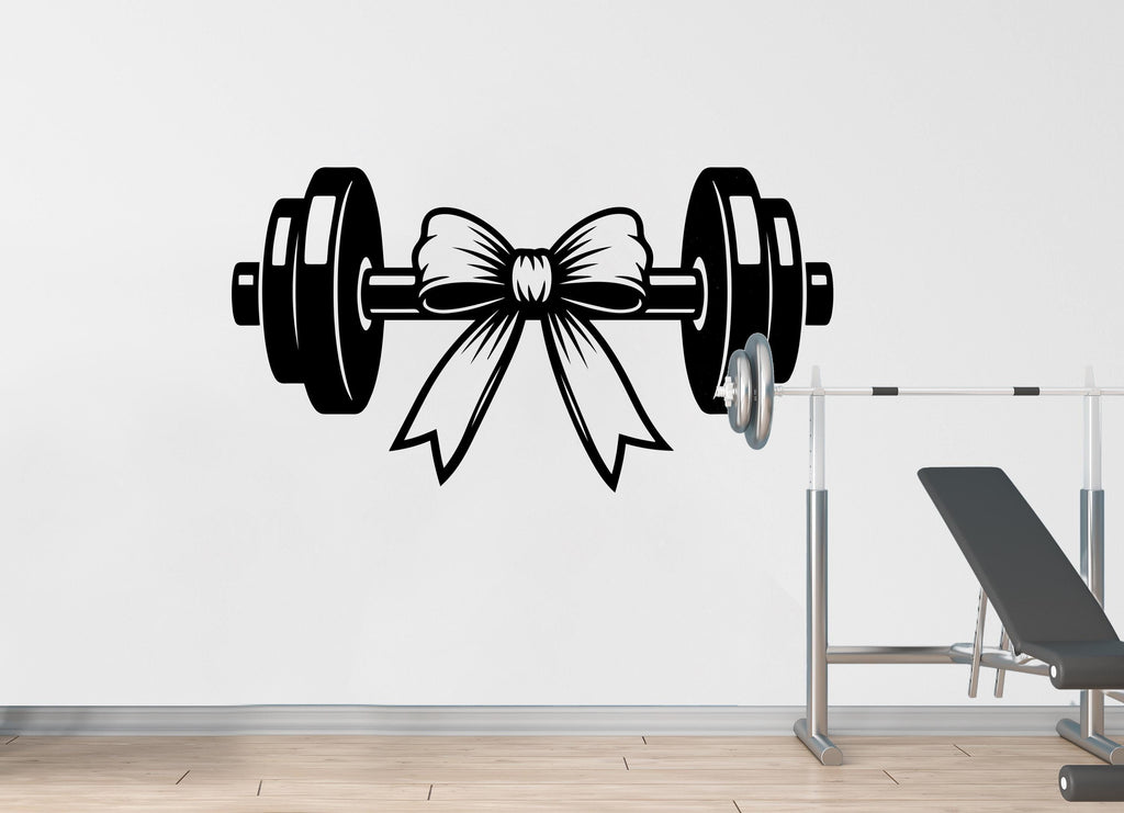 Gym Ribbon Girl Wall Decal Power fitness Women Squat Decor Workout Art Vinyl Wall Stickers Bedroom 210DE