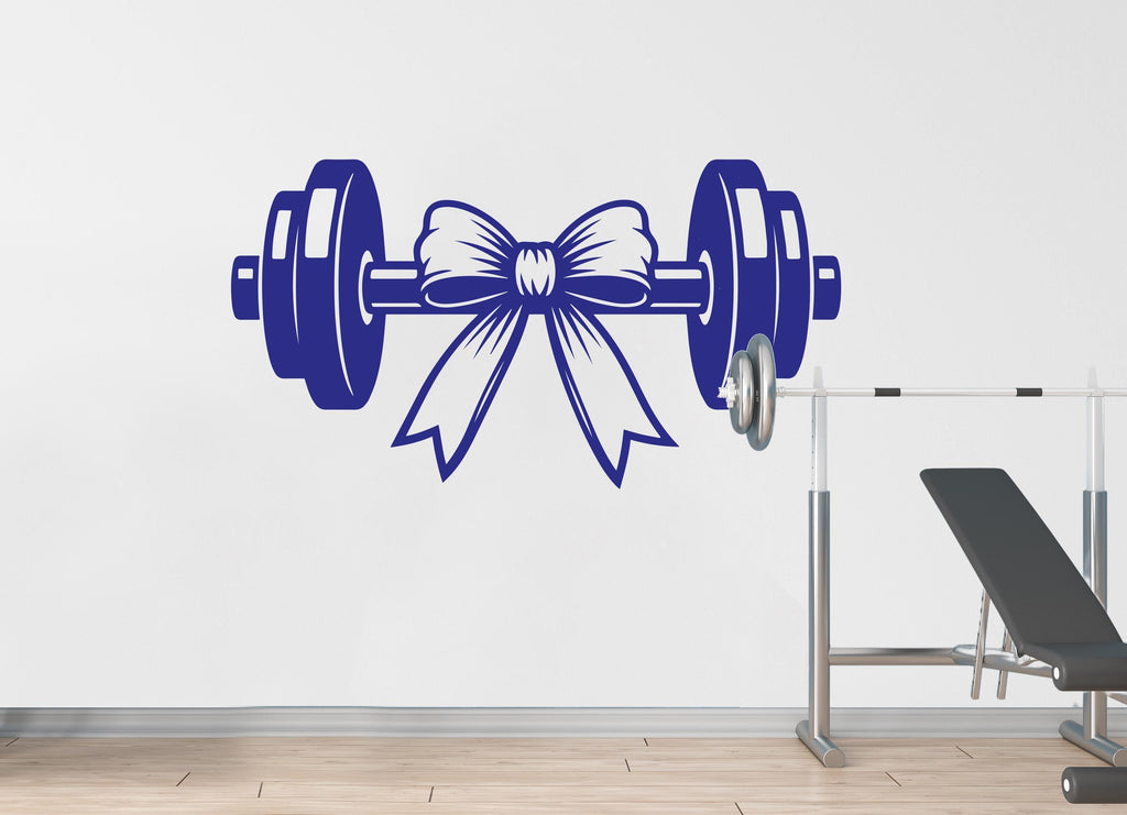 Gym Ribbon Girl Wall Decal Power fitness Women Squat Decor Workout Art Vinyl Wall Stickers Bedroom 210DE