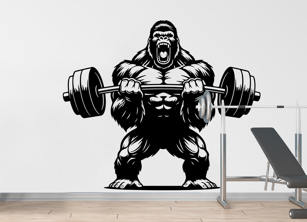 Gorilla Gym Wall Decal Bodybuilder fitness Decor Workout Art Vinyl Gym Wall Stickers Bedroom Gym Workout Skull Motivation 211DE