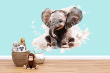 Load image into Gallery viewer, Realistic Baby Elephant Wall Decal | Nursery Safari Animal Sticker | Removable Baby Room Wall Art | Cute Elephant Mural for Kids Bedroom