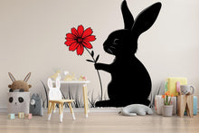 Load image into Gallery viewer, Bunny Silhouette Wall Decal with Flower | Cute Nursery Wall Sticker | Rabbit Wall Art for Baby Room | Playroom Decor