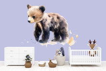 Load image into Gallery viewer, Baby Bear Wall Decal Watercolor Nursery Sticker | Woodland Animal Wall Art for Baby Room | Removable Kids Room Decor