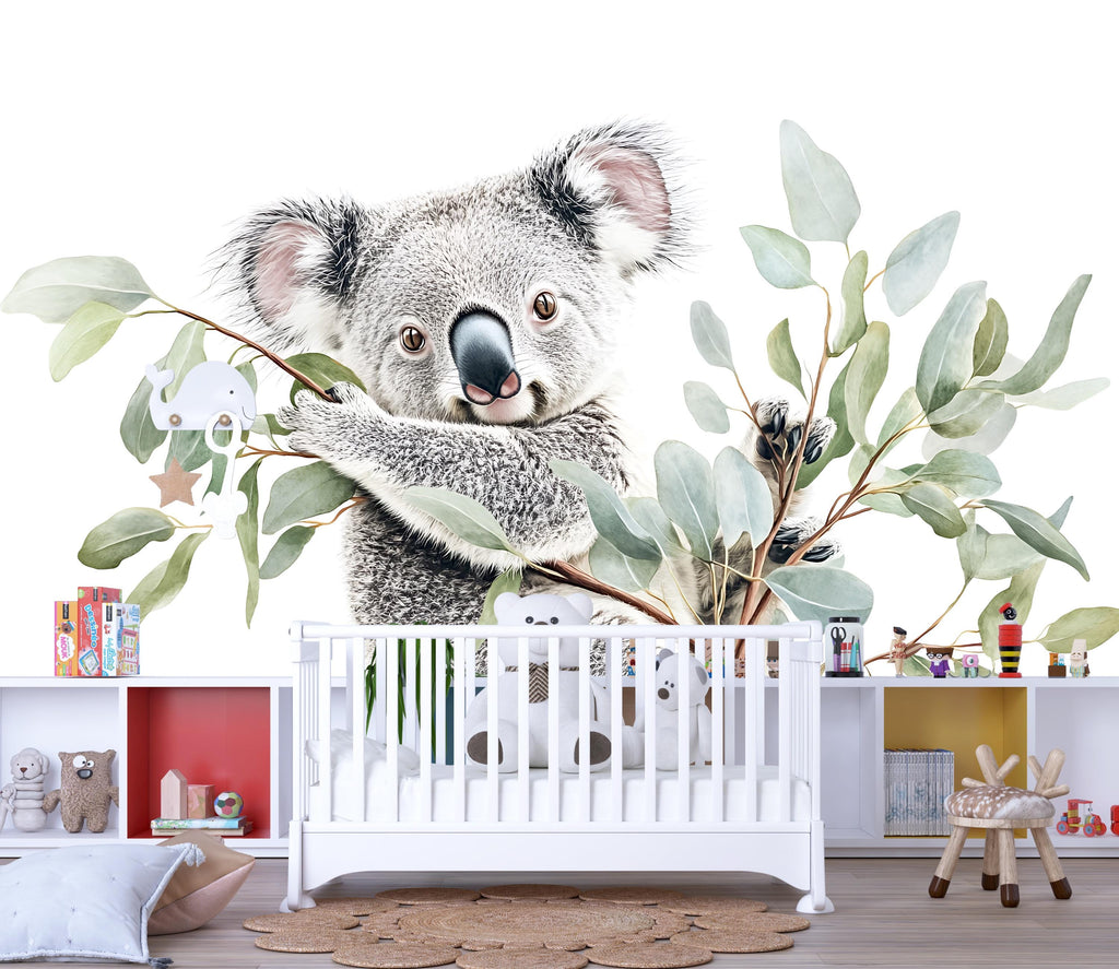 Realistic Koala Wall Decal Nursery Sticker | Cute Australian Animal Mural for Kids Room | Peel & Stick Removable Vinyl | Baby Nursery Wall