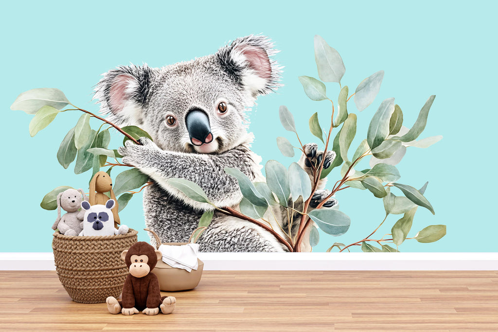 Realistic Koala Wall Decal Nursery Sticker | Cute Australian Animal Mural for Kids Room | Peel & Stick Removable Vinyl | Baby Nursery Wall