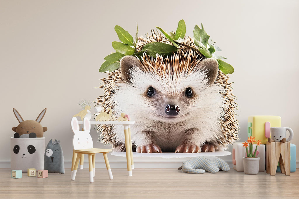 Adorable Hedgehog Wall Decal Nursery Sticker | Cute Woodland Animal Mural for Kids Room | Peel & Stick Removable Vinyl | Baby Nursery Wall