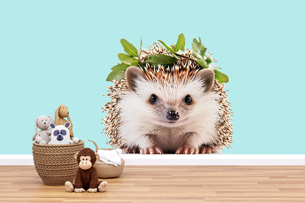 Adorable Hedgehog Wall Decal Nursery Sticker | Cute Woodland Animal Mural for Kids Room | Peel & Stick Removable Vinyl | Baby Nursery Wall