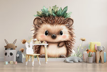 Load image into Gallery viewer, Cute Hedgehog Wall Decal for Nursery | Woodland Animal Sticker | Peel &amp; Stick Removable Kids Room Mural | Baby Nursery Decor | Forest Theme