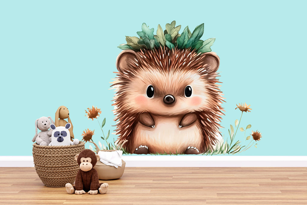 Cute Hedgehog Wall Decal for Nursery | Woodland Animal Sticker | Peel & Stick Removable Kids Room Mural | Baby Nursery Decor | Forest Theme