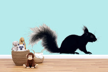 Load image into Gallery viewer, Black Squirrel Wall Decal for Nursery | Woodland Animal Silhouette Sticker | Kids Room Decor | Peel &amp; Stick Removable Mural | Modern Forest