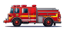 Load image into Gallery viewer, Fire Truck Wall Decal for Kids Room | Red Fire Engine Sticker | Boys Bedroom Decor | Peel &amp; Stick Removable Mural | Vehicle Theme Wall Art