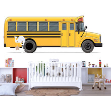 Load image into Gallery viewer, School Bus Wall Decal for Kids | Yellow Bus Wall Sticker | Classroom And Playroom Decor | Removable Peel &amp; Stick Mural | Nursery