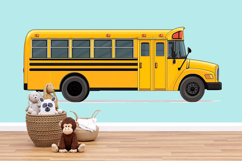 School Bus Wall Decal for Kids | Yellow Bus Wall Sticker | Classroom And Playroom Decor | Removable Peel & Stick Mural | Nursery