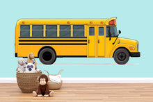 Load image into Gallery viewer, School Bus Wall Decal for Kids | Yellow Bus Wall Sticker | Classroom And Playroom Decor | Removable Peel &amp; Stick Mural | Nursery