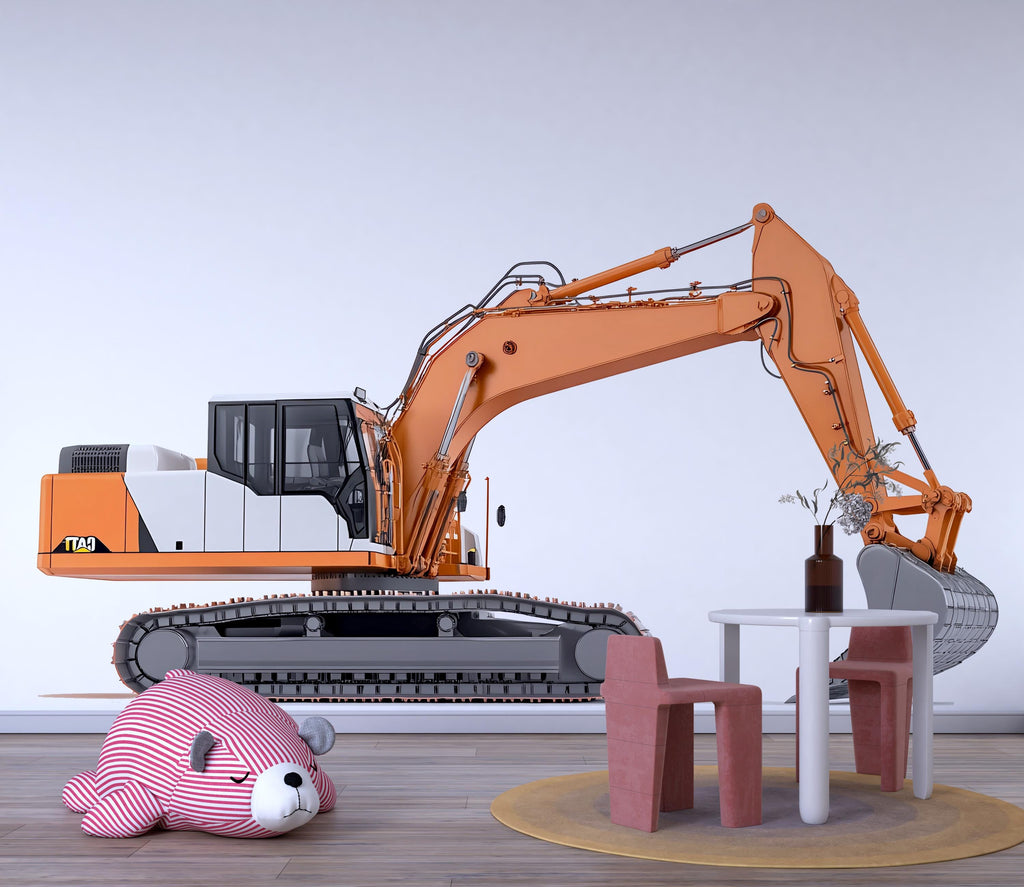 Excavator Wall Decal for Kids | Construction Truck Wall Sticker | Boys Room Decor | Peel & Stick Nursery Mural | Bulldozer Theme Playroom