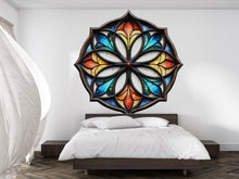 Load image into Gallery viewer, Stained Glass Mandala Wall Decal, Gothic Mandala Wall Sticker, Sacred Geometry Wall Art, Boho Gothic Wall Decor, Peel And Stick Decal
