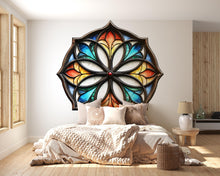 Load image into Gallery viewer, Stained Glass Mandala Wall Decal, Gothic Mandala Wall Sticker, Sacred Geometry Wall Art, Boho Gothic Wall Decor, Peel And Stick Decal