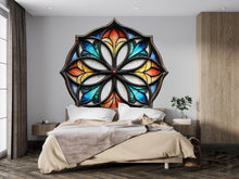 Load image into Gallery viewer, Stained Glass Mandala Wall Decal, Gothic Mandala Wall Sticker, Sacred Geometry Wall Art, Boho Gothic Wall Decor, Peel And Stick Decal