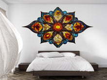 Load image into Gallery viewer, Stained Glass Mandala Wall Decal, Colorful Mandala Wall Sticker, Sacred Geometry Wall Art, Boho Statement Wall Decor, Peel And Stick Decal