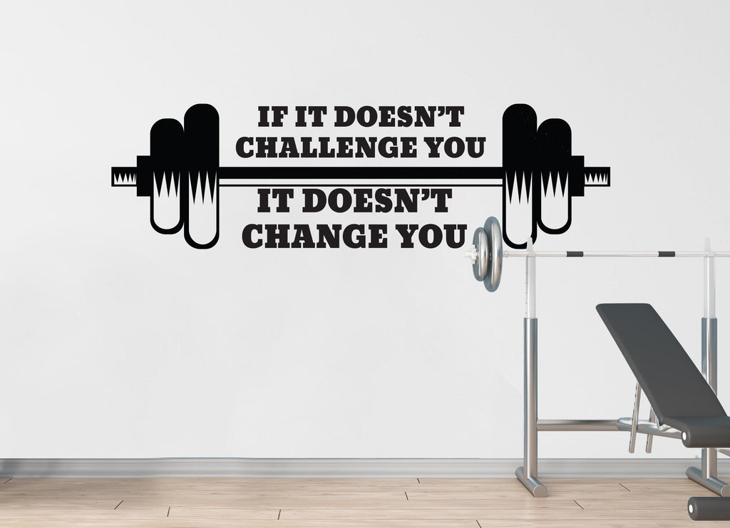 Gym Wall Decal Barbell fitness Skull Decor Workout Art Vinyl Gym Wall Stickers Bedroom Gym Workout Workout Motivation 215DE