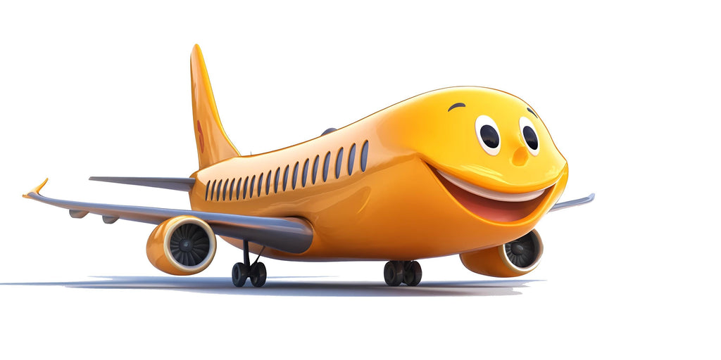 Smiling Orange Airplane Wall Decal | Cute Cartoon Plane Sticker for Kids | Nursery Aviation Decor | Peel & Stick Removable Wall Art