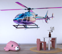 Load image into Gallery viewer, Colorful Helicopter Wall Decal | Gradient Aviation Kids Wall Art | Peel Stick Removable Sticker for Nursery &amp; Playroom | Modern Helicopter