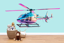 Load image into Gallery viewer, Colorful Helicopter Wall Decal | Gradient Aviation Kids Wall Art | Peel Stick Removable Sticker for Nursery &amp; Playroom | Modern Helicopter