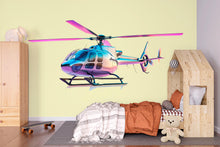 Load image into Gallery viewer, Colorful Helicopter Wall Decal | Gradient Aviation Kids Wall Art | Peel Stick Removable Sticker for Nursery &amp; Playroom | Modern Helicopter