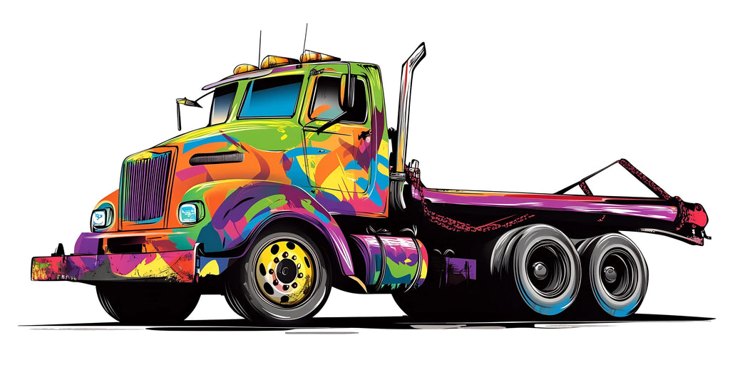 Colorful Graffiti Tow Truck Wall Decal for Kids | Bright Truck Wall Sticker for Boys Bedroom | Large Removable Peel & Stick Vehicle Mural