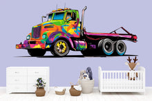 Load image into Gallery viewer, Colorful Graffiti Tow Truck Wall Decal for Kids | Bright Truck Wall Sticker for Boys Bedroom | Large Removable Peel &amp; Stick Vehicle Mural