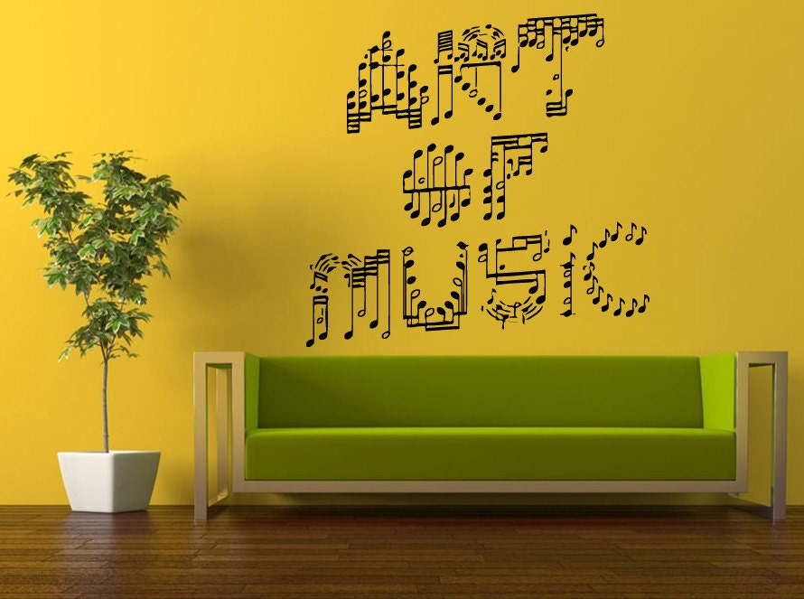 Wall Decal Vinyl Sticker Decals Peal And Stick Cheap Free Shipping Music Notes Art Of Music Words L444