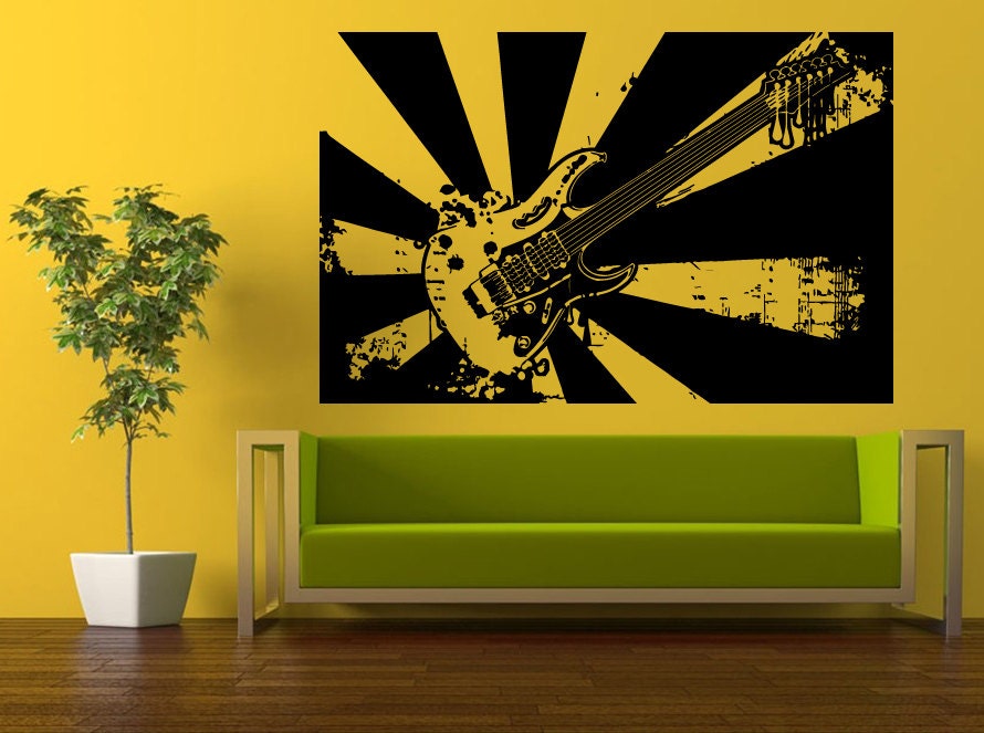 Wall Decal Vinyl Sticker Decals Peal And Stick Cheap Free Shipping Music Art Poster Vintage Groove Hipster Disco Guitar Rock Notes L445