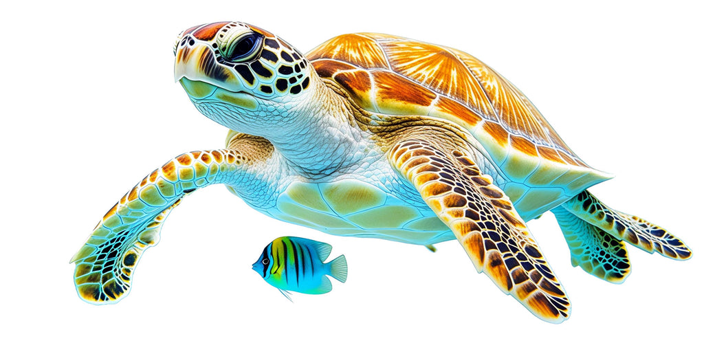 Tropical Sea Turtle Wall Decal with Fish | Bright Ocean Wall Sticker for Kids Room | Peel & Stick Nursery Mural | Underwater Beach Theme