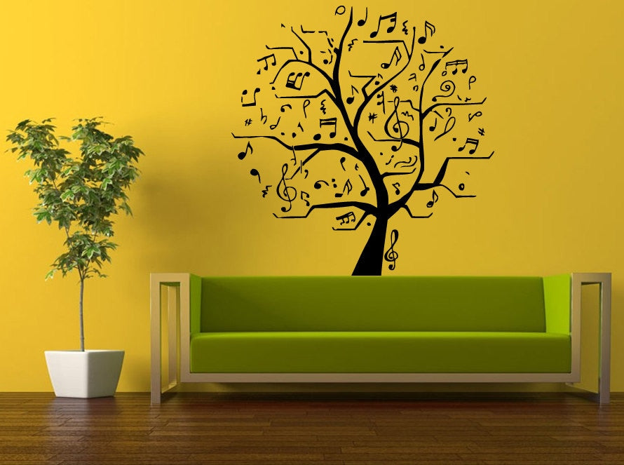 Wall Decal Vinyl Sticker Decals Peal And Stick Cheap Free Shipping Music Tree Notes On Branch L443